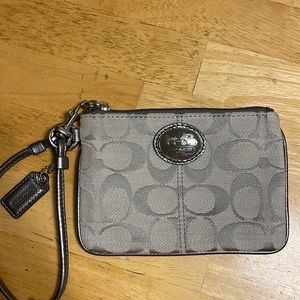 Silver Coach wristlet (NWOT)